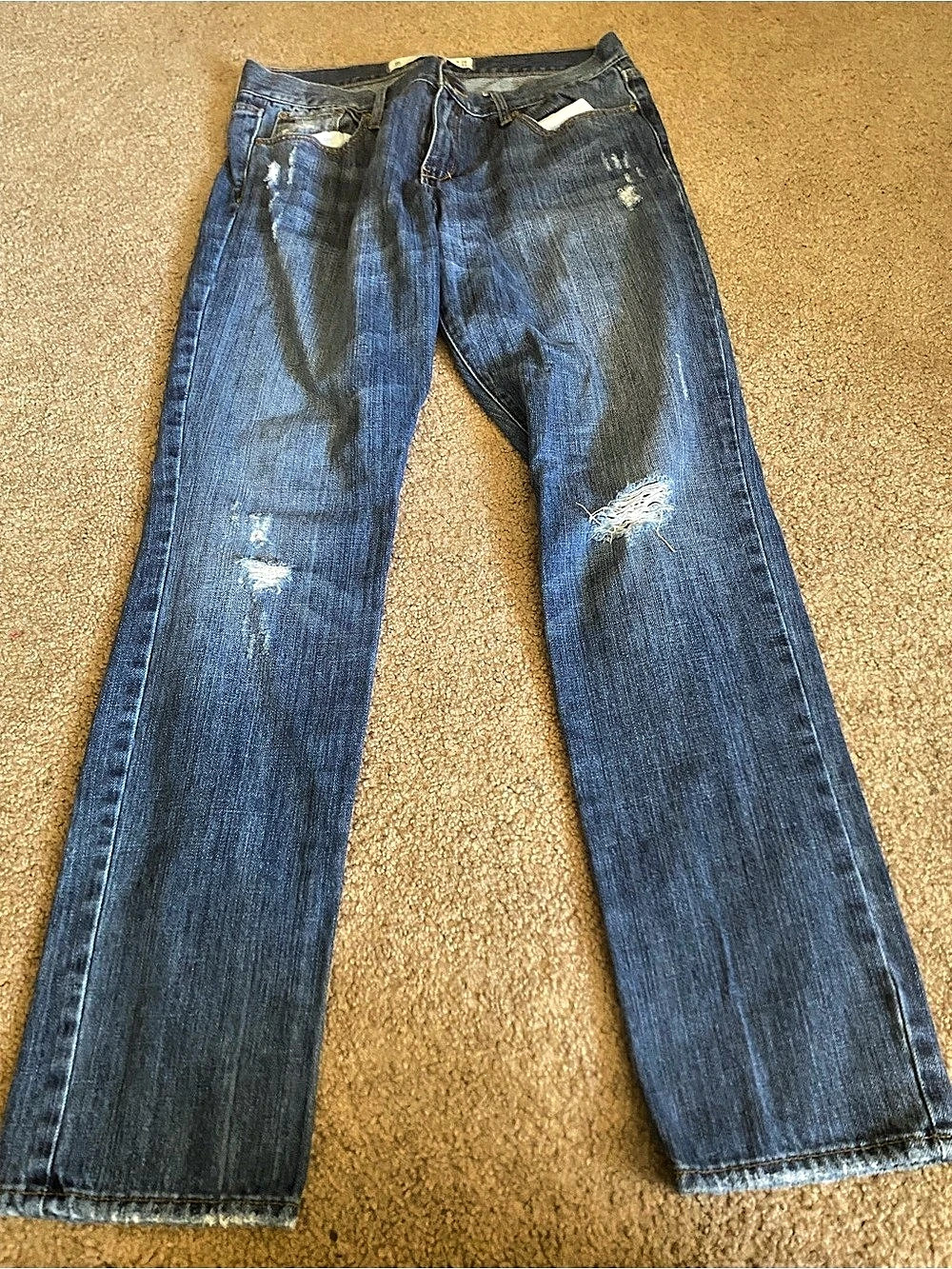 Abercrombie & Fitch Distressed Bootcut Jeans in Blue Waist 29-8R